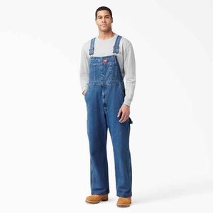 DICKIES stonewashed indigo bib overalls